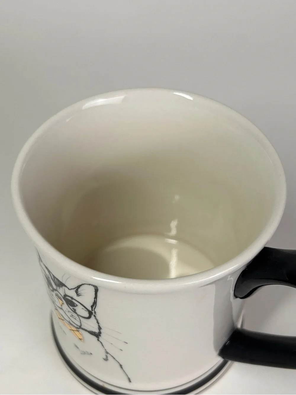 Clay Art Distinguished Black Cat Mug Coffee Cup Eye Glasses Gold Bow Tie #230